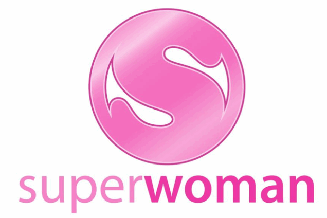 The Superwoman logo, featuring a pink circle with a white stylised 'S' shape.